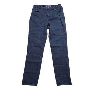 Gloria Vanderbilt Missy Size 6 Black Denim Jeans Straight Leg High Rise READ